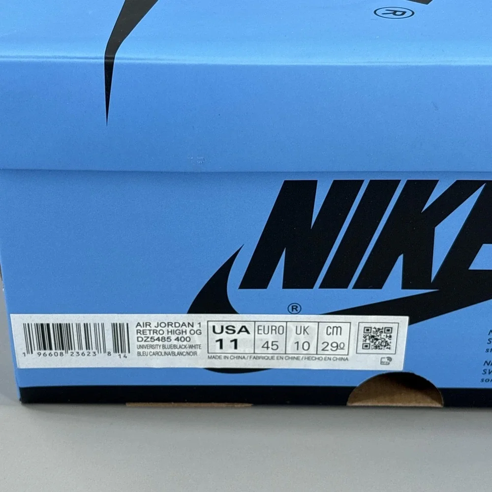 Air‎ Jordan 1 Retro High OG Shoes Mens 11 University Blue Leather DZ5485-400 UNC